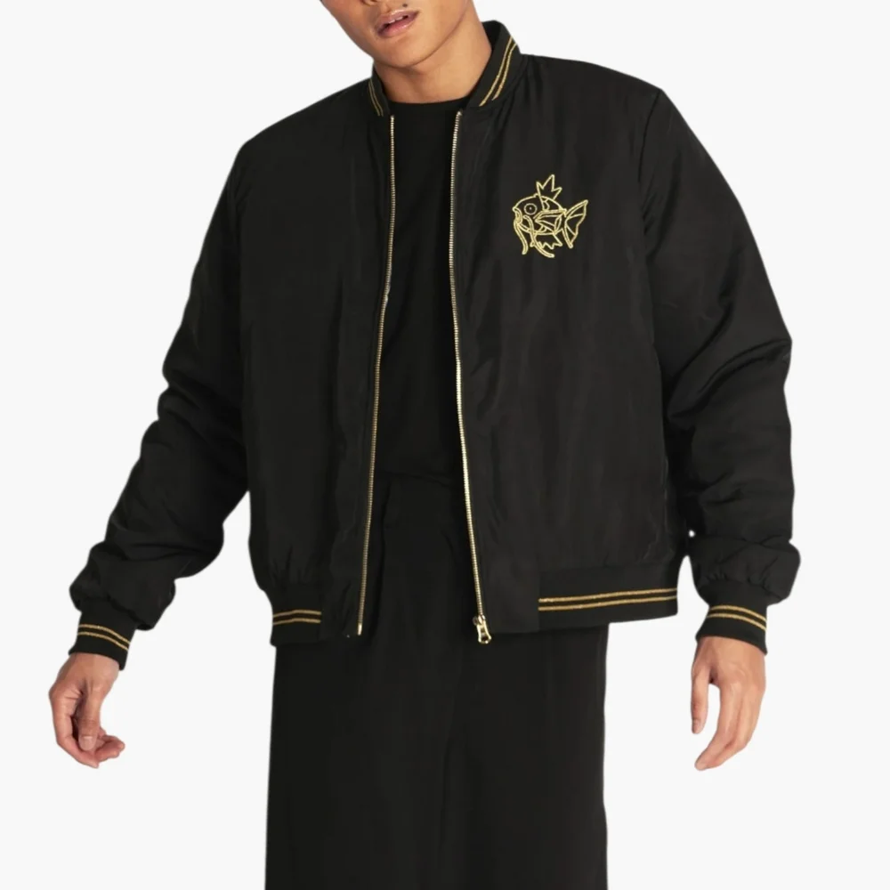 Blackmilk Pokémon Gyarados Embroidered Gold & Black Bomber Jacket Unisex Size S